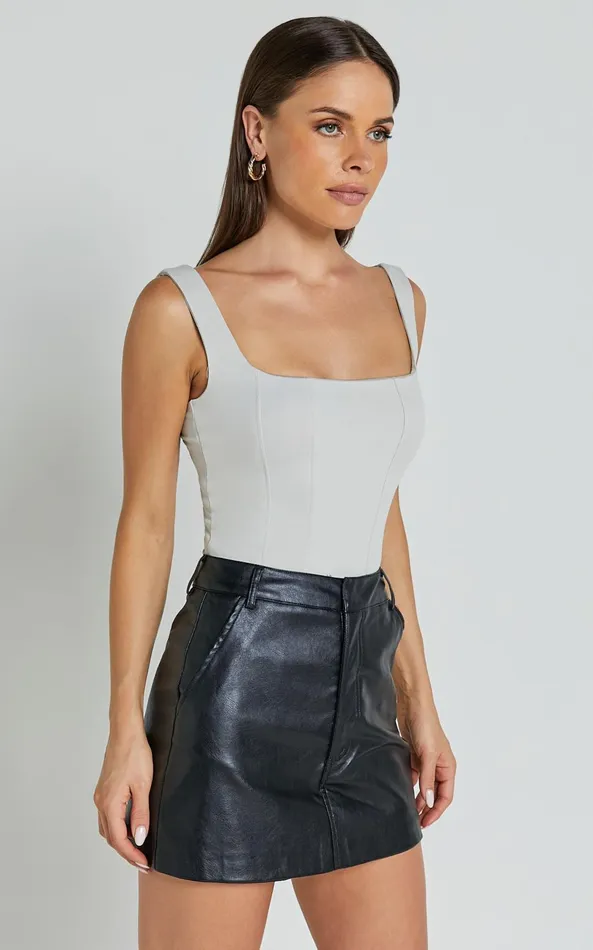 Showpo Narla Top 8211 Panel Detail Corset Top In Stone Women Tops