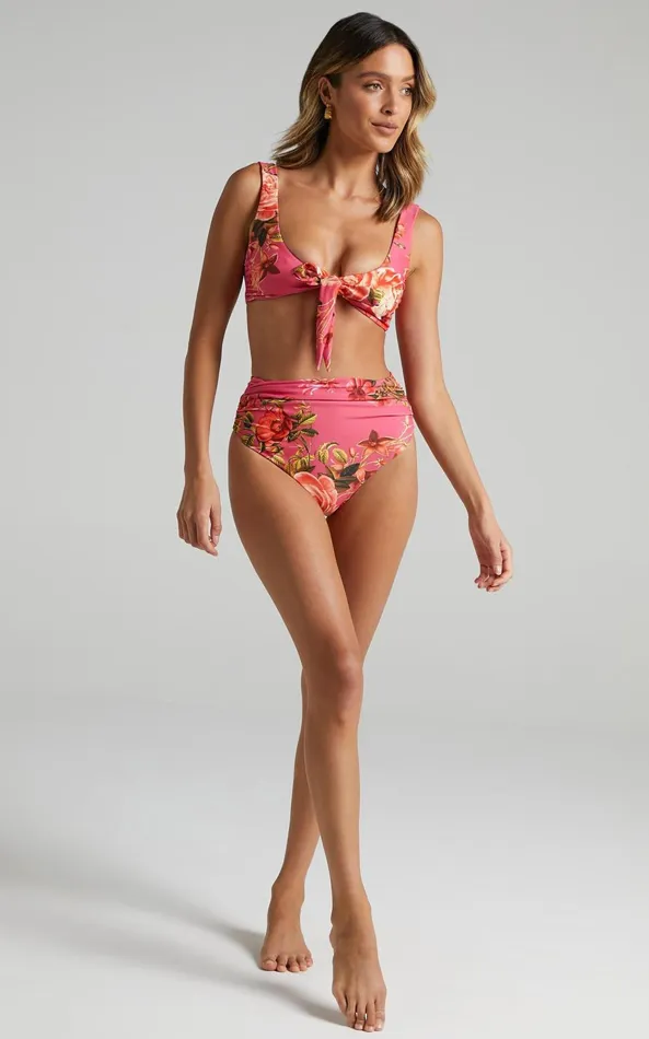 Showpo Naxos Bikini Top In Bright Pink Floral Women Swimwear