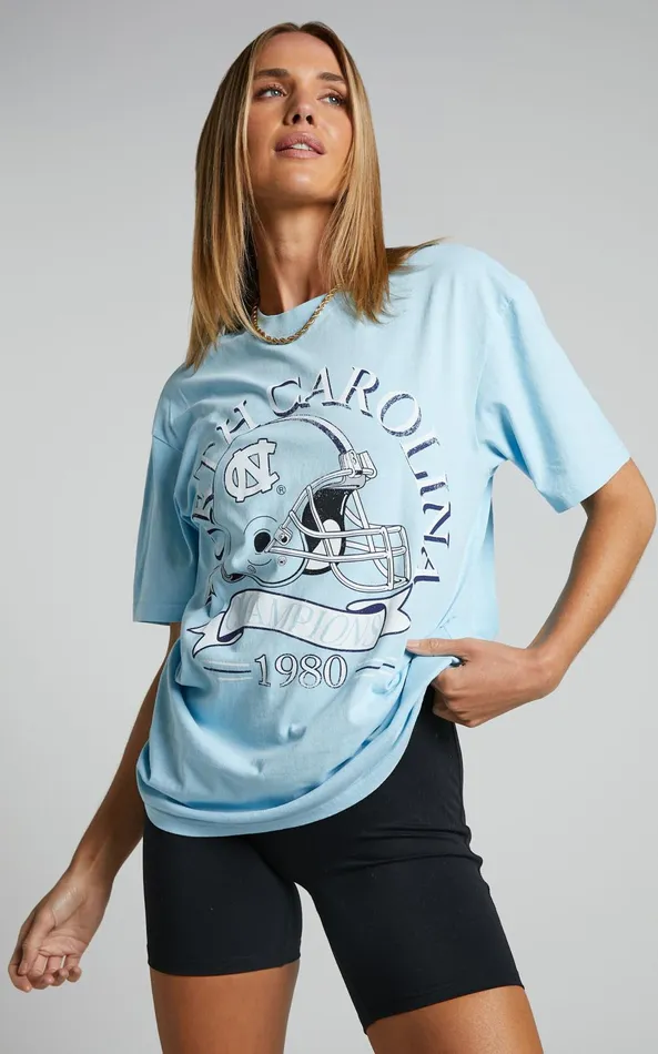 Showpo NCAA 8211 North Carolina Champions Athletics Tee In Sky Blue Women Tops