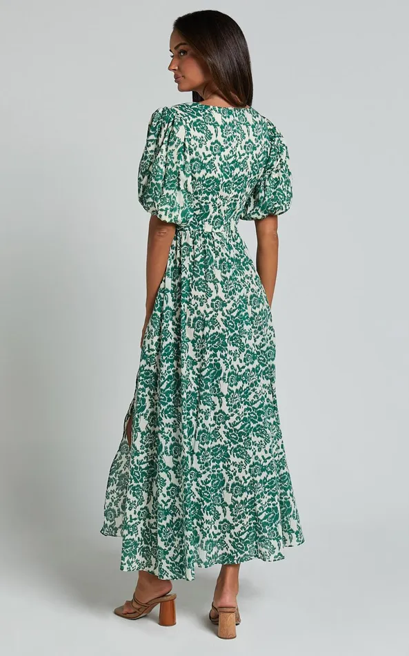 Showpo Nelli Midi Dress 8211 Short Sleeve Cut Out Dress In Green Silhouette Women Dresses