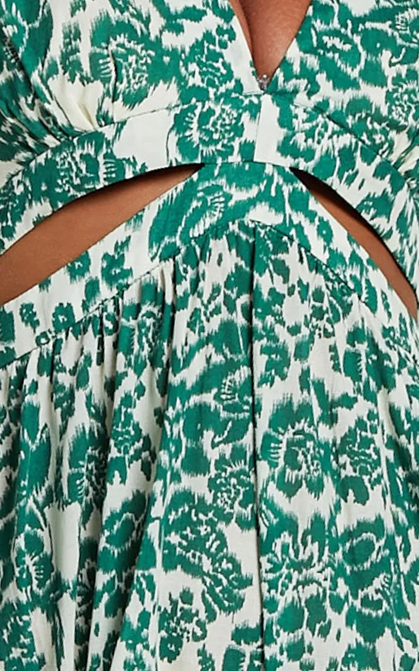 Showpo Nelli Midi Dress 8211 Short Sleeve Cut Out Dress In Green Silhouette Women Dresses