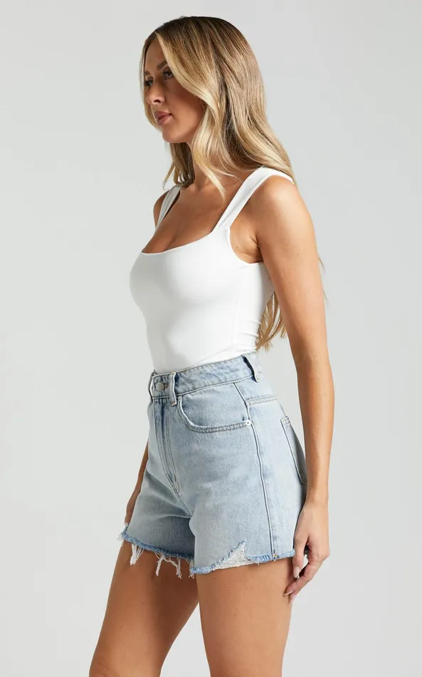 Showpo Nerine Bodysuit 8211 Wide Strap Scoop Neck In White Women Tops