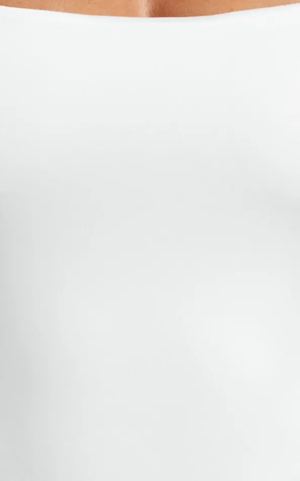 Showpo Nerine Bodysuit 8211 Wide Strap Scoop Neck In White Women Tops