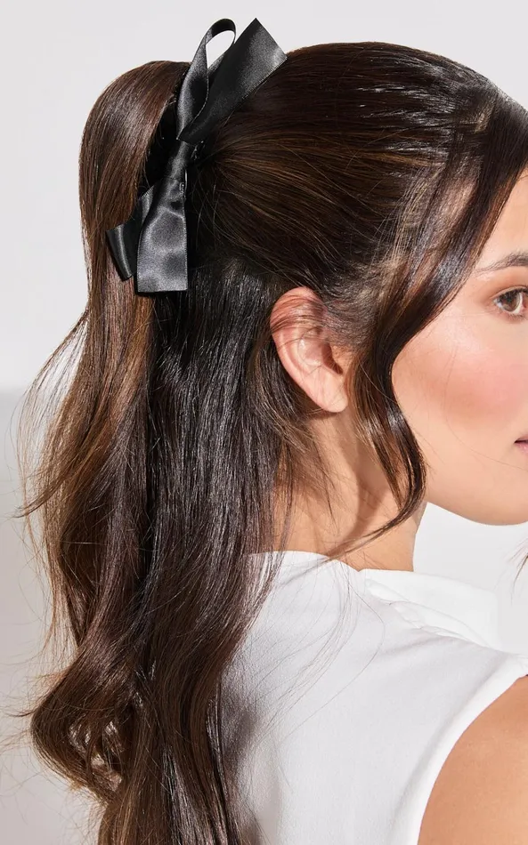 Showpo Ness Hair Clip 8211 Large Bow Detail Claw Clip In Black Women Hair