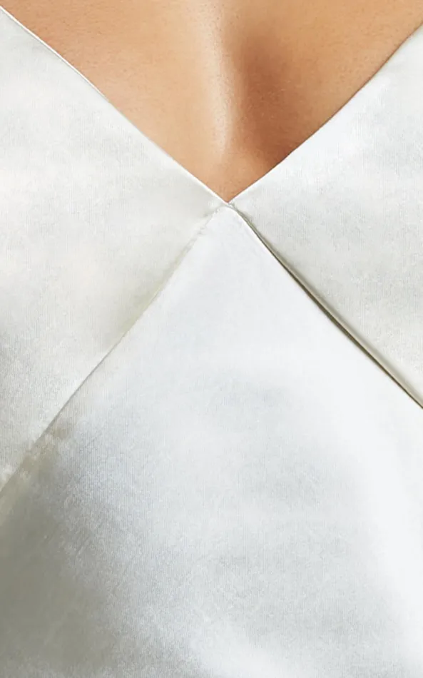 Showpo Niall Midi Dress 8211 V Neck Satin Slip Dress In Pearl Women Dresses