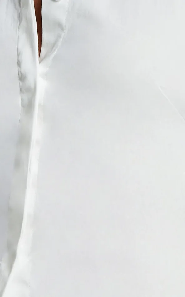 Showpo Niccolo Shirt 8211 Sleeveless Tie Back Halter Shirt In Ivory Women Tops