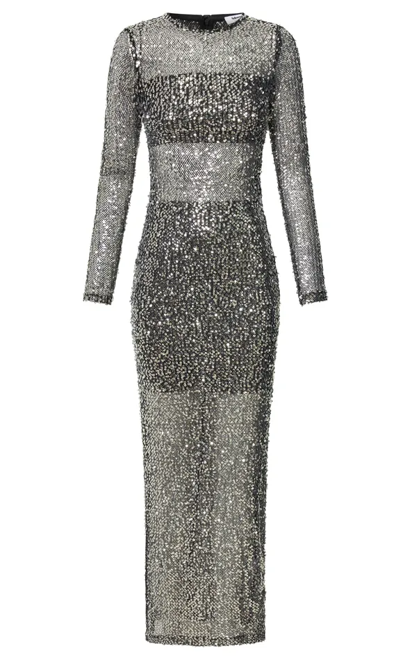 Showpo Nicky Maxi Dress 8211 Sequin Long Sleeve Dress In Black Women Dresses