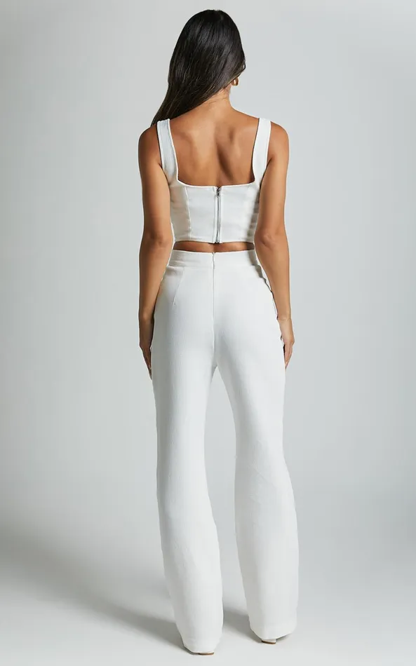 Showpo Nico Pants 8211 High Waist Front Pleated Pants In Ivory Women Pants