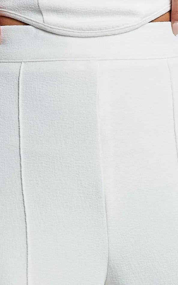 Showpo Nico Pants 8211 High Waist Front Pleated Pants In Ivory Women Pants