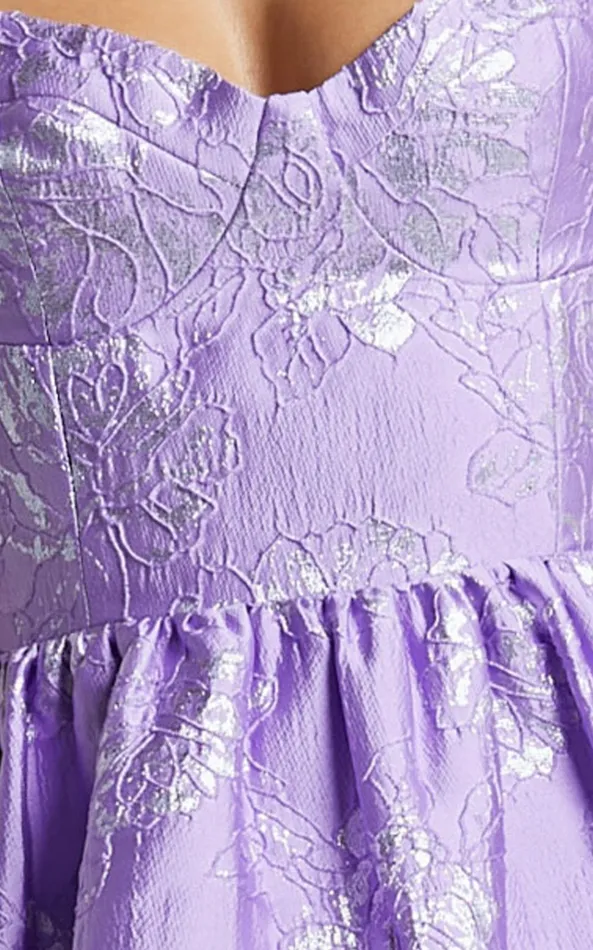 Showpo Nikkita Mini Dress 8211 Shoulder Tie Bustier Tiered Dress In Purple Women Dresses