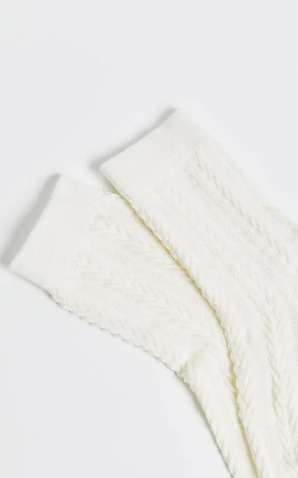 Showpo Nina 2 Pack Socks 8211 Cable Detail Crew Socks In Cream Women Socks and Tights