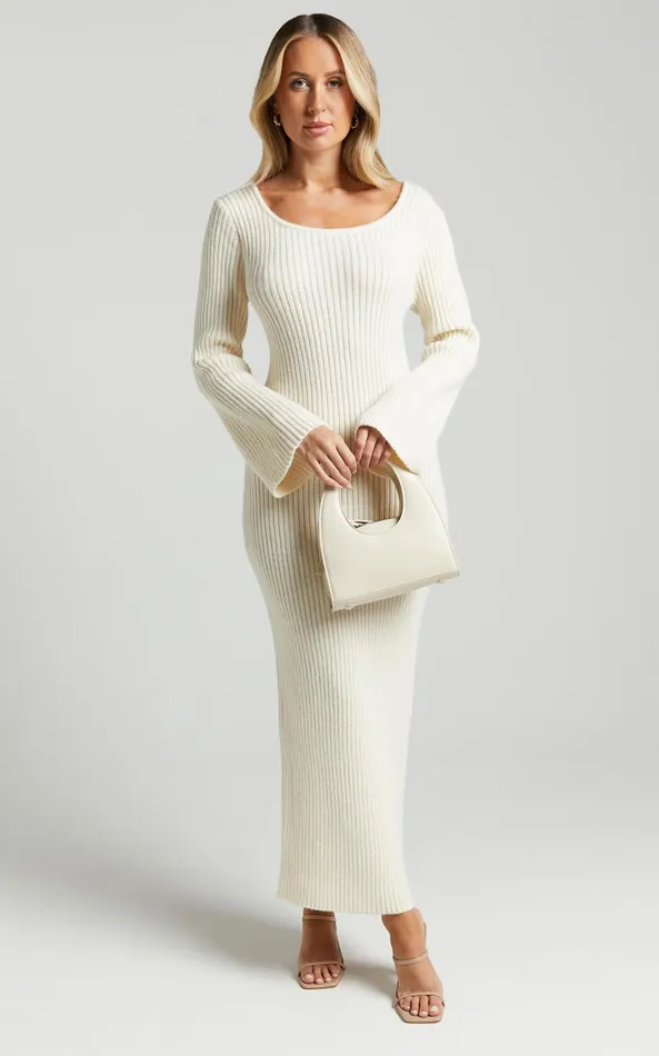 Showpo Nina Knitted Maxi Dress 8211 Scoop Neck Knitted Maxi Dress In Beige Women Dresses