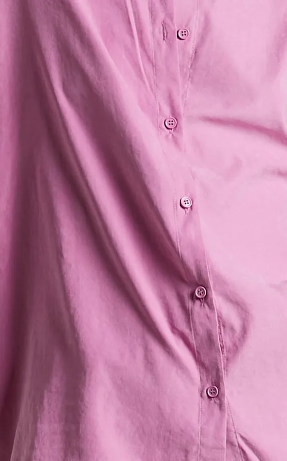 Showpo Niobe Shirt 8211 Relaxed Button Up Long Sleeve Shirt In Pink Women Tops