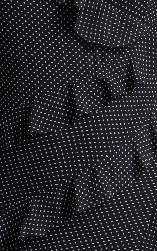Showpo Nitha Maxi Dress 8211 Asymmetrical Frill Thigh Split Dress In Black Polka Women Dresses Showpo Nitha Maxi Dress 8211 Asymmetrical Frill Thigh Split Dress In Black Polka Women Dresses