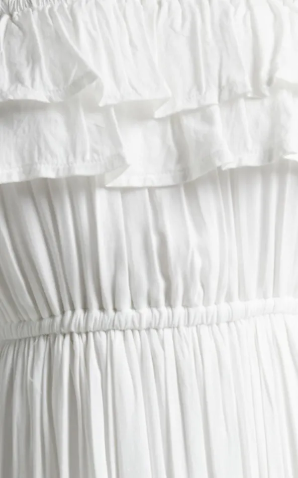 Showpo Notre Dame Midi Dress 8211 Off Shoulder Dress In White Women Dresses