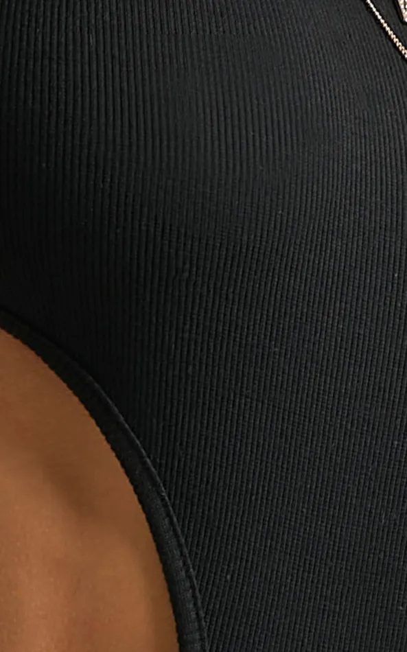 Showpo Nuala Bodysuit 8211 High Neck Side Cut Out Bodysuit In Black Women Curve Clothes
