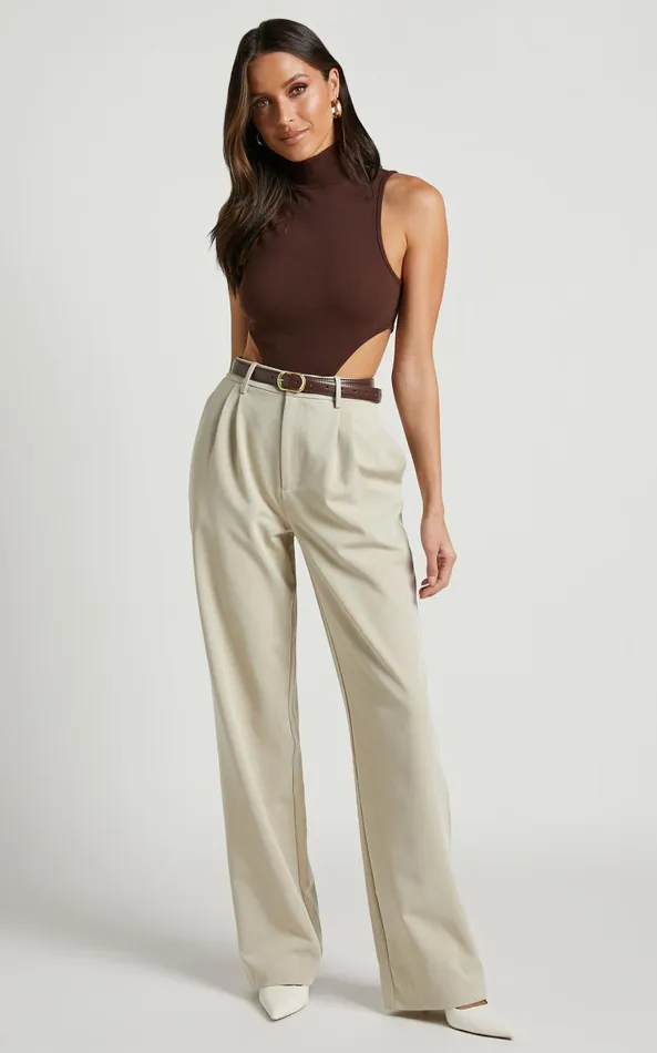 Showpo Nuala Bodysuit 8211 High Neck Side Cut Out Bodysuit In Chocolate Women Curve Clothes Showpo Nuala Bodysuit 8211 High Neck Side Cut Out Bodysuit In Chocolate Women Curve Clothes