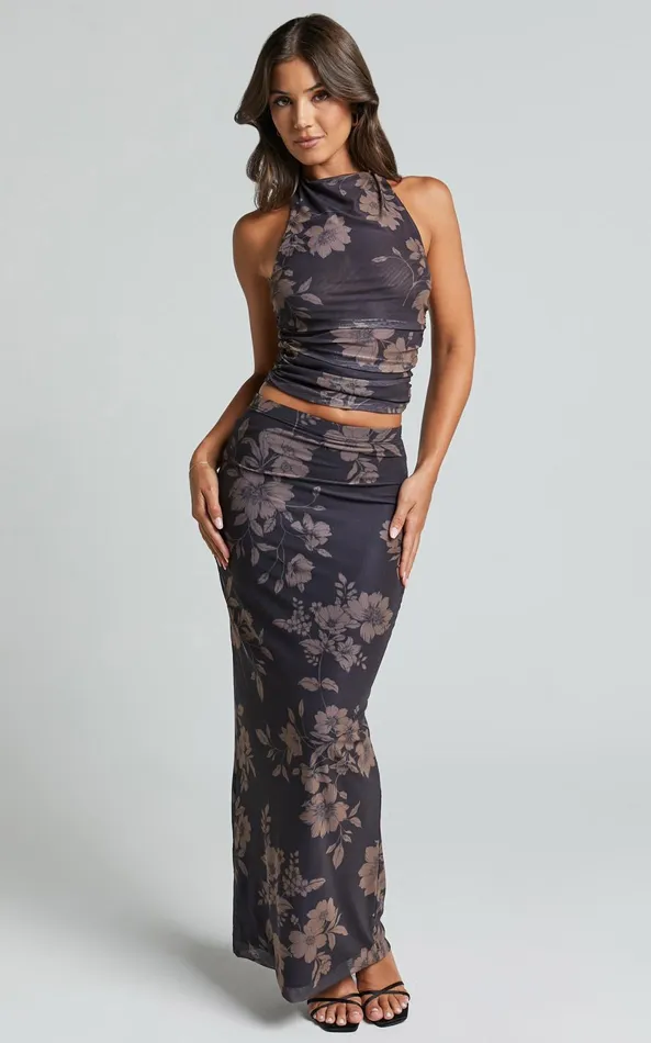 Showpo Oaklyn Top 8211 High Draped Neck Mesh Top In Seraphina Print Women Curve Clothes