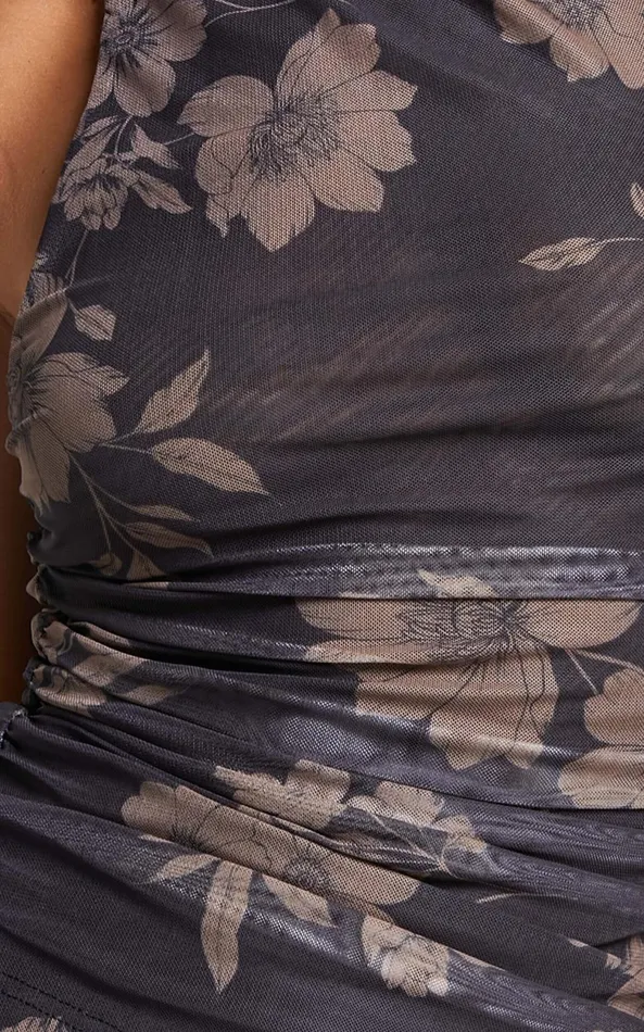 Showpo Oaklyn Top 8211 High Draped Neck Mesh Top In Seraphina Print Women Curve Clothes