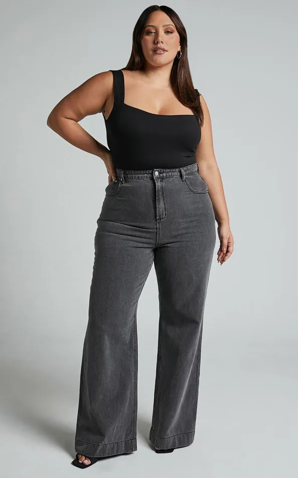 Showpo Off My Back Bodysuit 8211 Square Neck Bodysuit In Black Women Curve Clothes