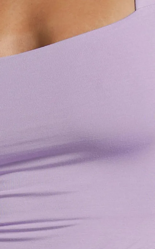 Showpo Off My Back Bodysuit 8211 Square Neck Bodysuit In Lilac Women Basics