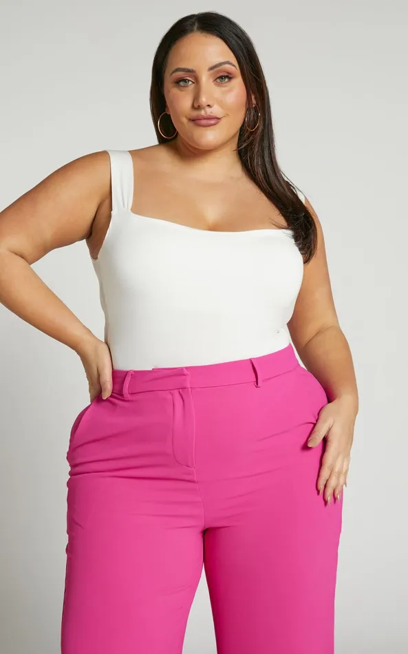 Showpo Off My Back Bodysuit 8211 Square Neck Bodysuit In White Women Curve Clothes