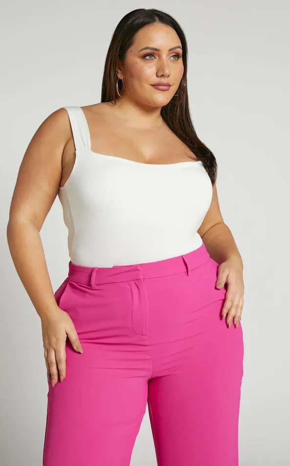 Showpo Off My Back Bodysuit 8211 Square Neck Bodysuit In White Women Curve Clothes
