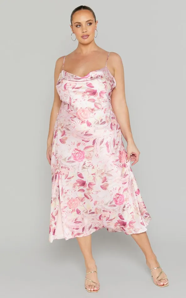 Showpo Ojai Midi Dress In Soft Floral Women Curve Clothes
