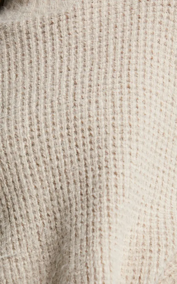 Showpo Olea Jumper 8211 Turtle Neck Furry Knit Jumper In Beige Women Knitwear