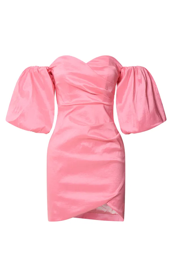 Showpo Olive Mini Dress 8211 Sweetheart Off Shoulder Short Puff Sleeve In Pink Women Dresses