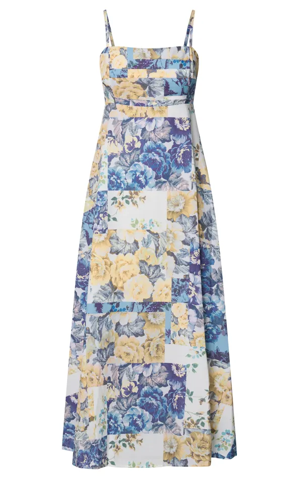 Showpo Olivia Midi Dress 8211 Straight Neck Strappy ALine Dress In Patchwork Floral Women Dresses