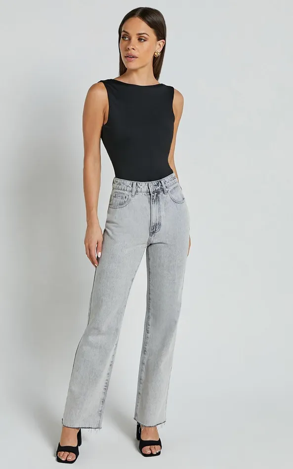 Showpo Ollie Bodysuit 8211 Boat Neck Low Back Bodysuit In Black Women Tops
