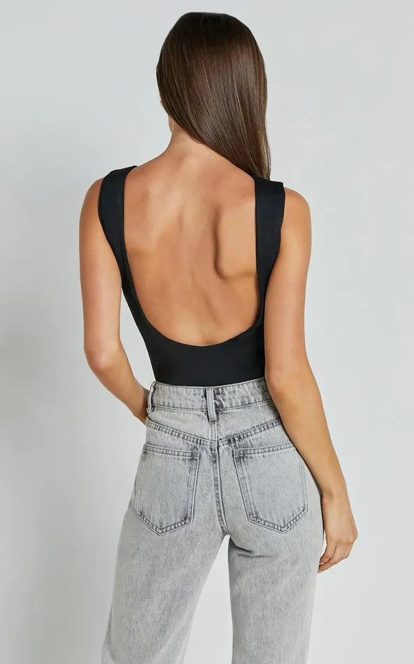 Showpo Ollie Bodysuit 8211 Boat Neck Low Back Bodysuit In Black Women Tops