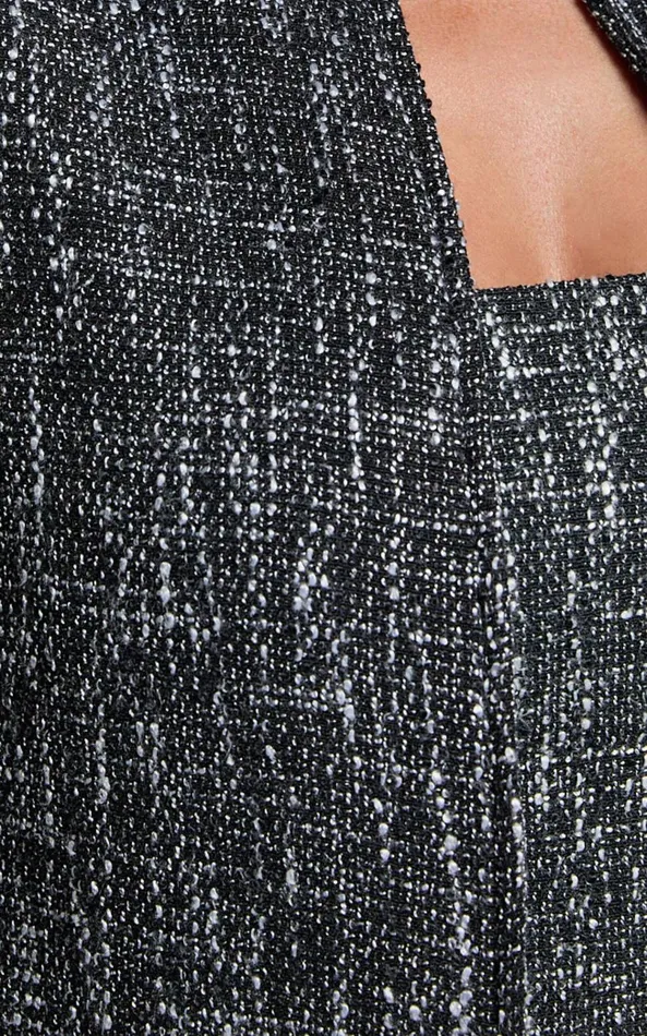 Showpo Olympia Jacket 8211 Long Sleeve Boucle Jacket In Black Women Blazers
