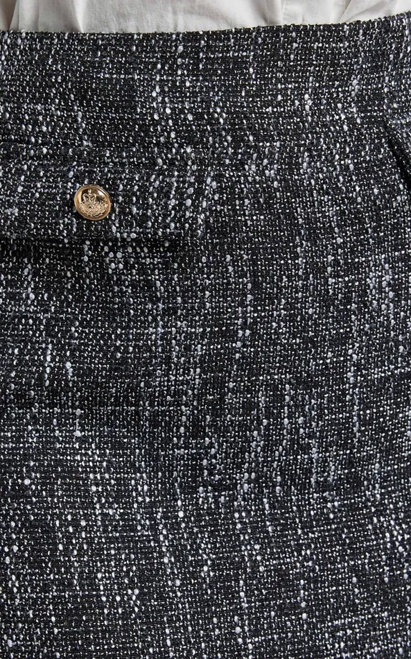 Showpo Olympia Mini Skirt 8211 High Waisted A Line Boucle Skirt In Black Women Skirts