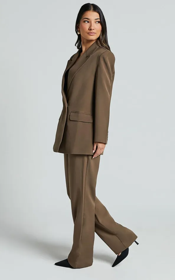 Showpo Ophelia Blazer 8211 Double Breasted Blazer In Dark Olive Women Jackets and Coats
