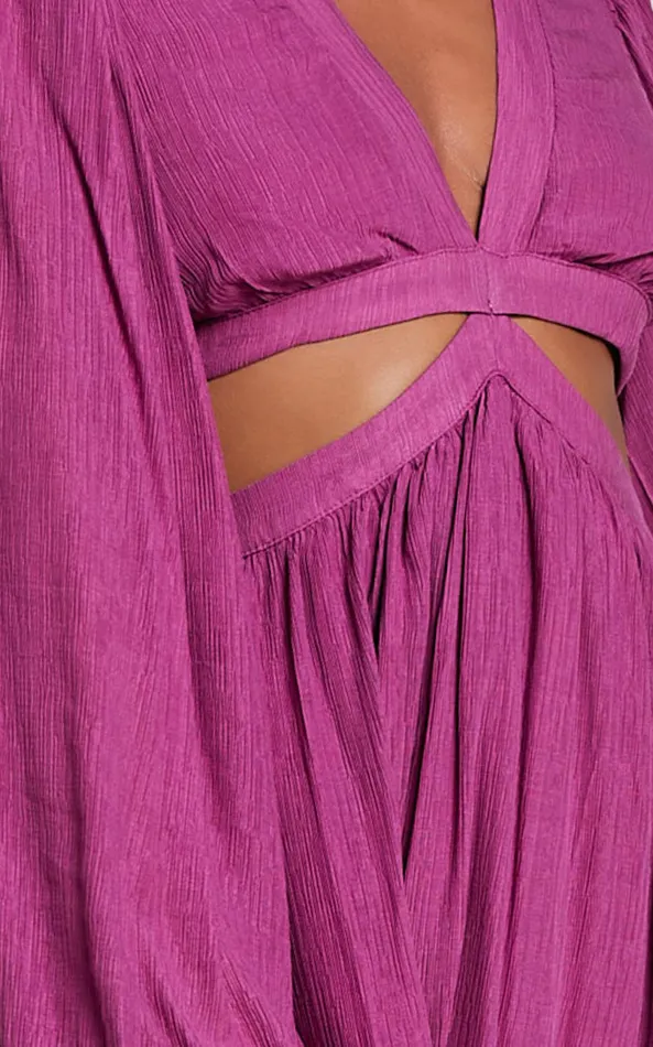 Showpo Paige Maxi Dress 8211 Side Cut Out Balloon Sleeve Dress In Orchid Women Dresses