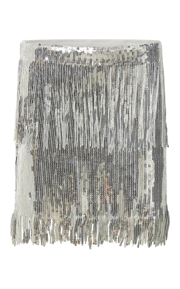 Showpo Paris Mini Skirt 8211 Sequin Fringe High Waisted Skirt In Silver Women Skirts