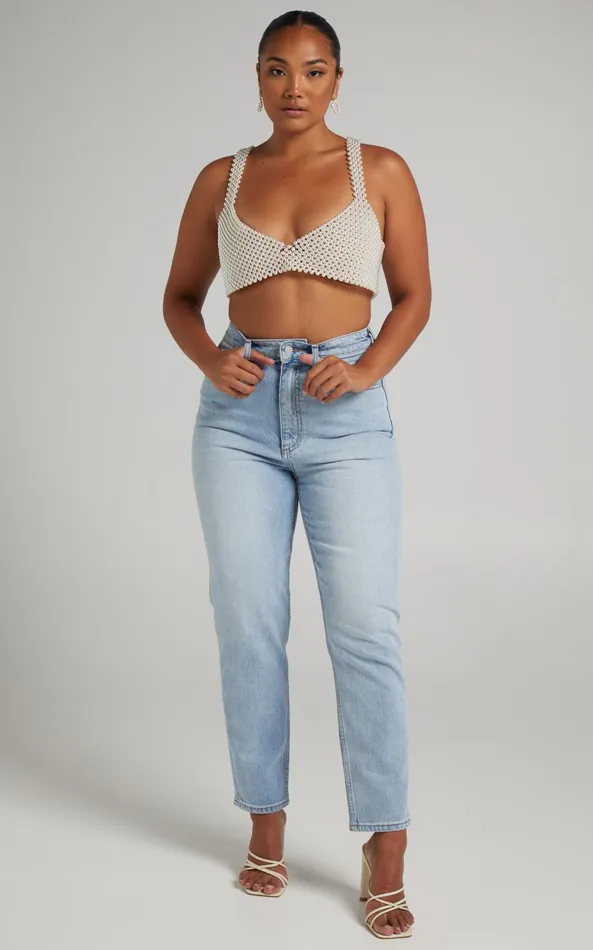 Showpo Peggy Top 8211 V Neck Crop Top In Pearl Women Tops
