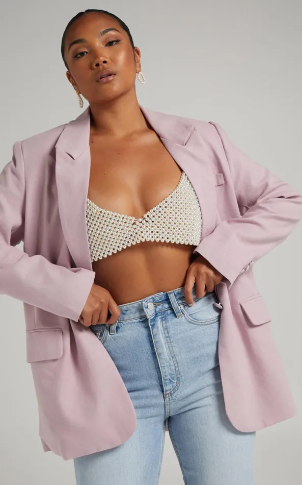 Showpo Peggy Top 8211 V Neck Crop Top In Pearl Women Tops