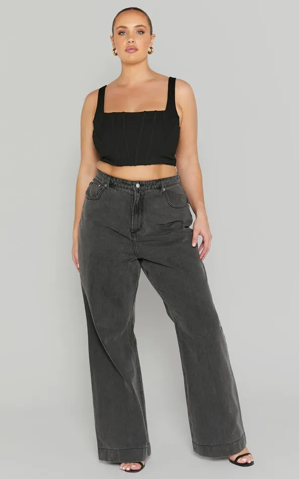 Showpo Pellar Top 8211 Square Neck Corset Top In Black Women Curve Clothes