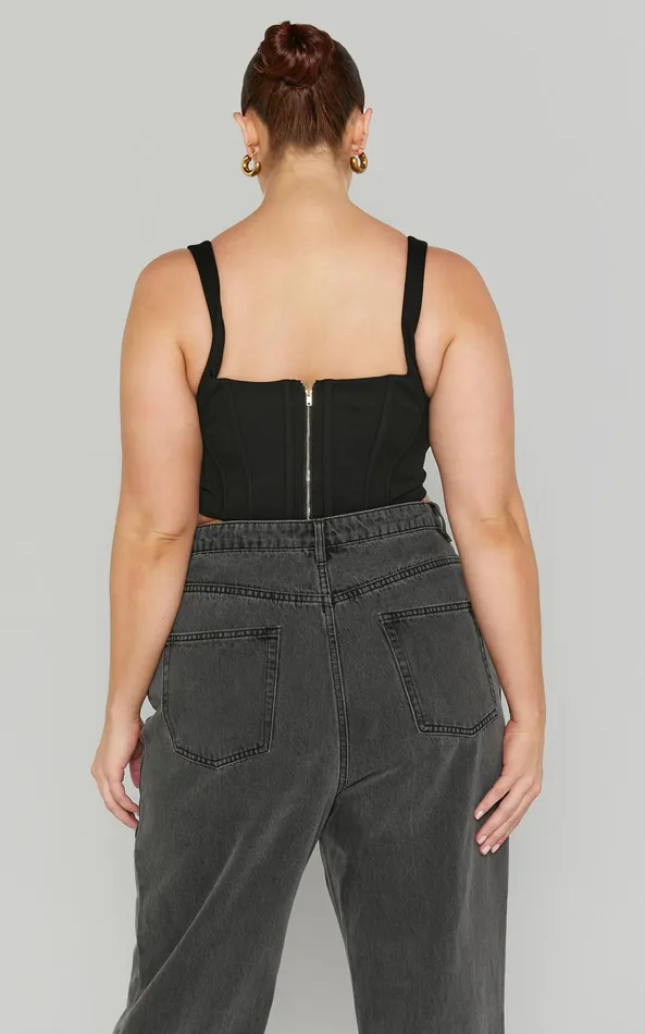 Showpo Pellar Top 8211 Square Neck Corset Top In Black Women Curve Clothes