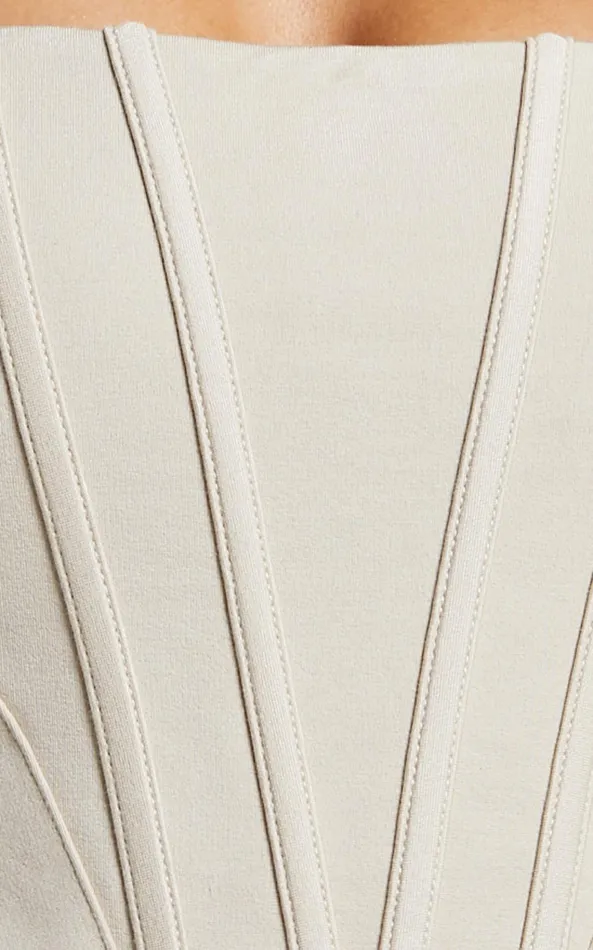 Showpo Pellar Top 8211 Square Neck Corset Top In Sand Women Tops
