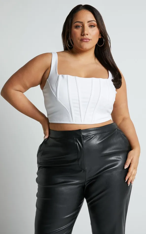 Showpo Pellar Top 8211 Square Neck Corset Top In White Women Curve Clothes