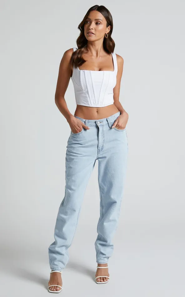 Showpo Pellar Top 8211 Square Neck Corset Top In White Women Curve Clothes