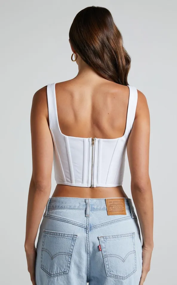 Showpo Pellar Top 8211 Square Neck Corset Top In White Women Curve Clothes