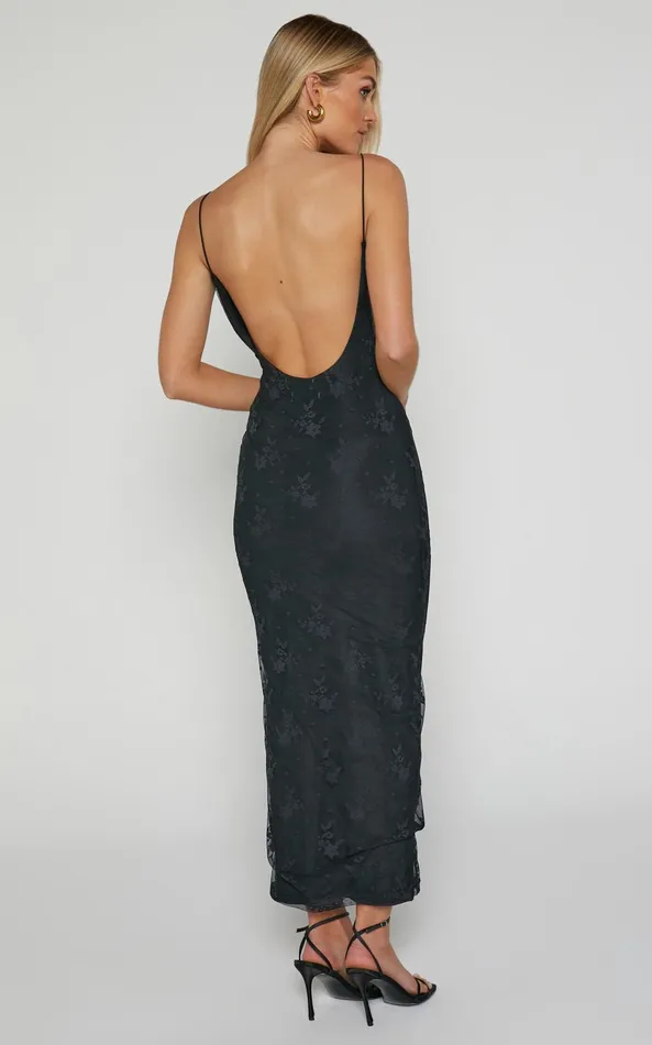 Showpo Penelope Midi Dress 8211 Lace Cami Slip Dress In Black Women Dresses