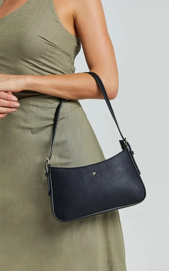 Showpo Peta And Jain 8211 Lilu Shoulder Bag In Black PebbleGold Women Bags
