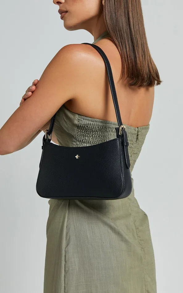 Showpo Peta And Jain 8211 Lilu Shoulder Bag In Black PebbleGold Women Bags