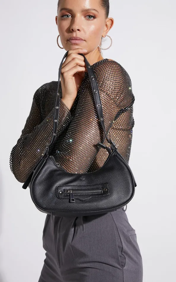 Showpo Peta And Jain 8211 Moto Bag In Black Pebble Silver Women Bags
